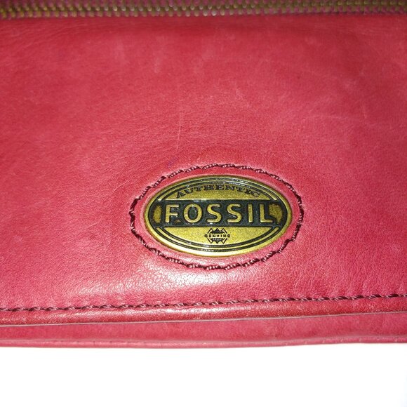 Fossil Long Live Vintage Leather Wallet Red - Picture 2 of 16